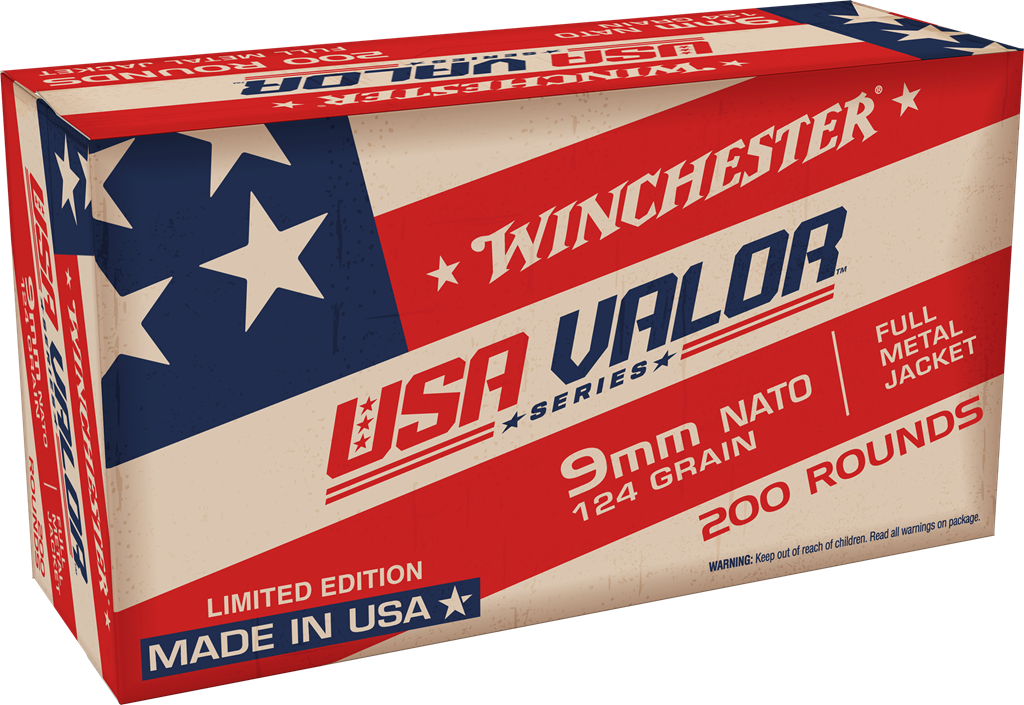 Winchester USA Valor NATO Ammunition 9mm Luger 124 Grain Full Metal Jacket