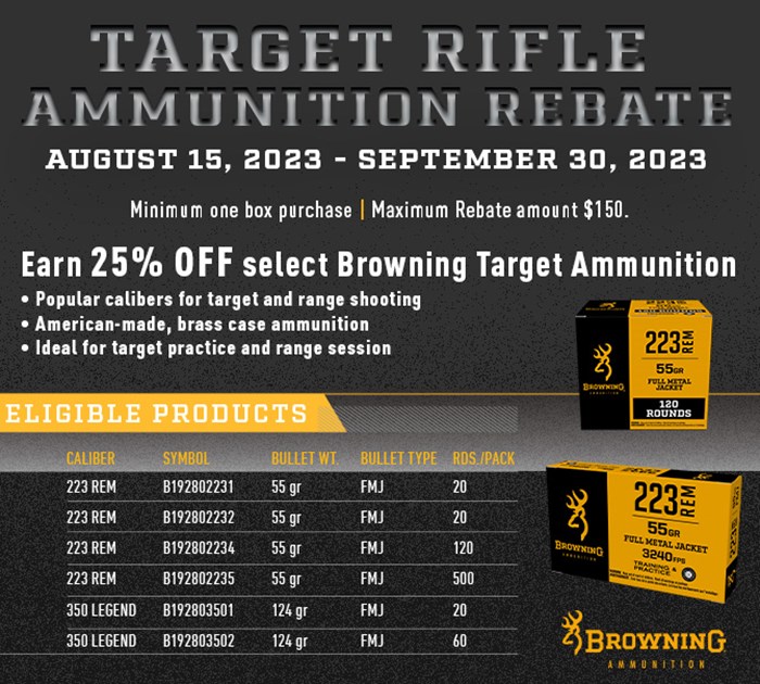 2023 Browning Target Rifle Ammunition Rebate