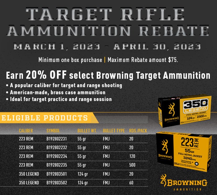 2023 Browning Target Rifle Ammunition Rebate